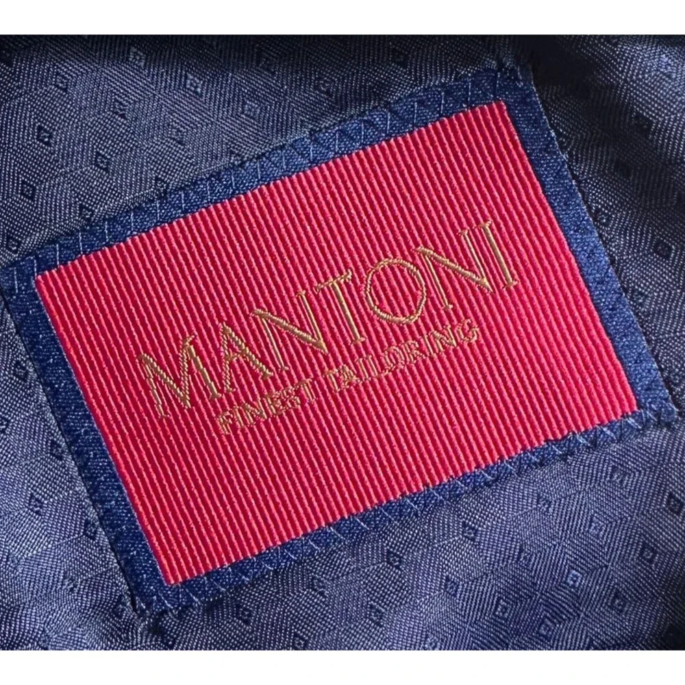 MANTONI Mens Navy Blazer 40R Sport Coat Two Button Suit Jacket Lightweight wool